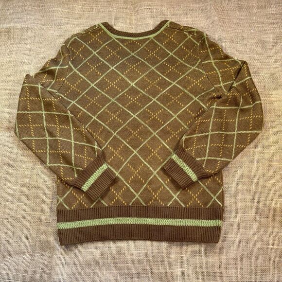 Liverpool Los Angeles Woman's Argyle Brown/Green V-Neck Sweater Size Small - Picture 6 of 6